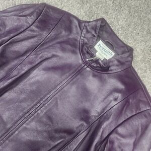Pendleton‎ Petite Purple Leather Jacket P Small Women Fitted Heritage Statement